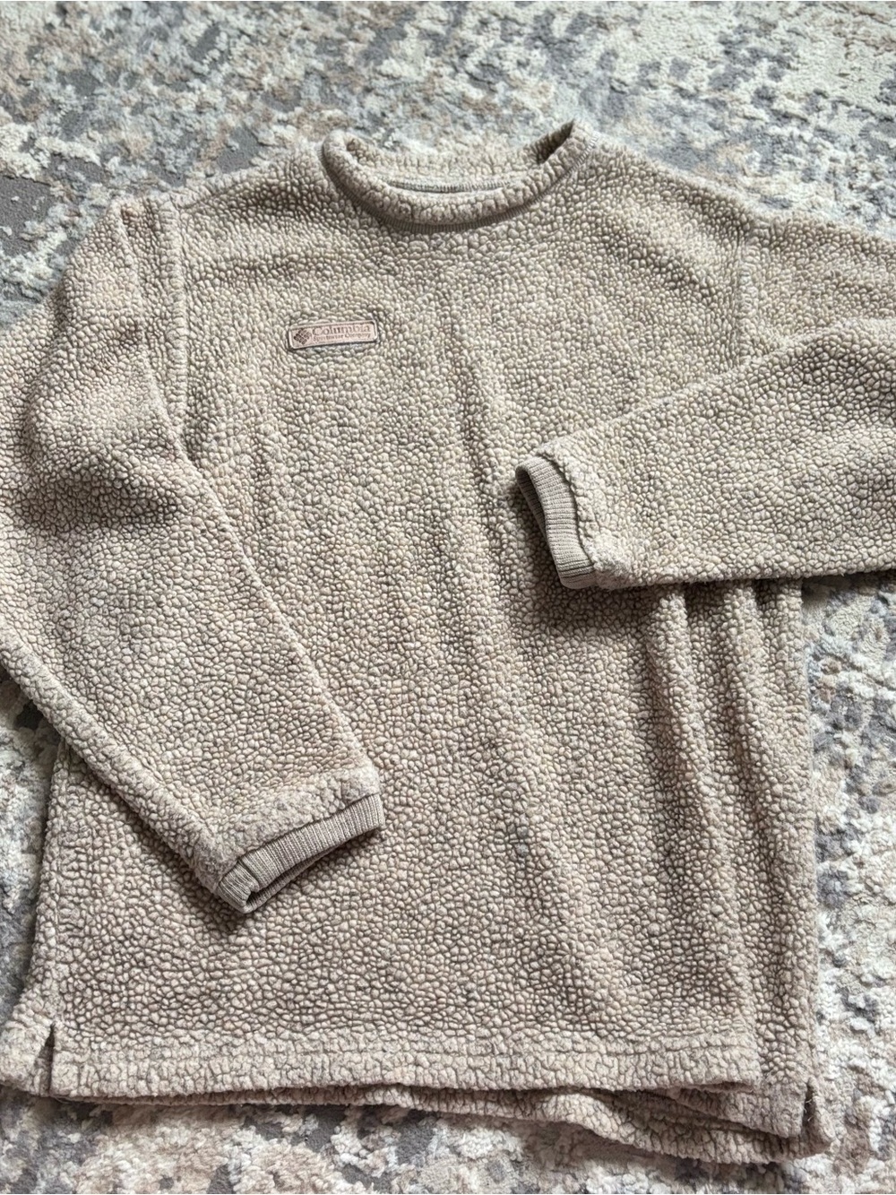 18/20 Youth Columbia Crewneck Sherpa Sweater in Light Taupe